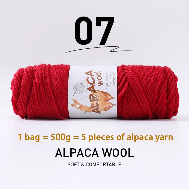 Luxurious Alpaca Wool Blend Yarn — 500g Thick Knitting Yarn