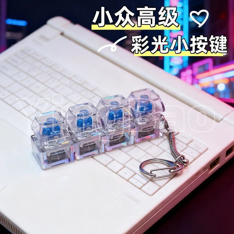 LED Macaron Keyboard Fidget Toy with Keychain