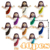 A set of 40 mini religious statues depicting Jesus with outstretched arms and a halo for festive decoration