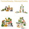 Wooden animal stacking blocks used for balancing and stacking gameplay.