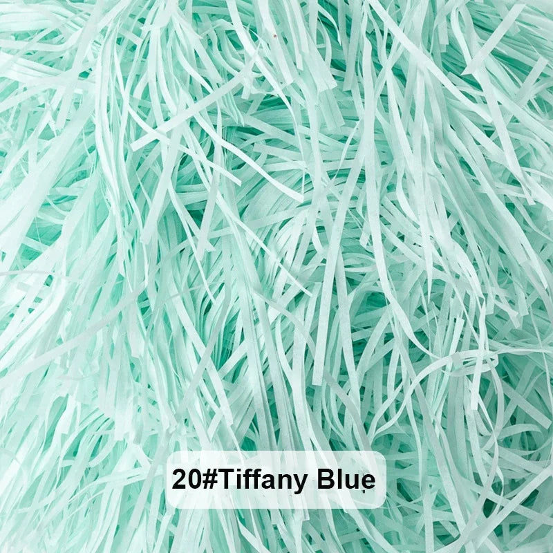 Light mint green raffia paper shreds for gift boxes and baskets