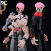A fully articulated action figure of Jujutsu Kaisen Yuji Itadori, featuring pink hair and black clothing.