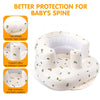 Inflatable baby sofa with airbags, support pillars, and armrests for better protection of a baby's spine.