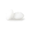 Two smooth, white silicone lentil beads shaped like an abacus for jewelry making.