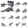 A collection of plastic building blocks and kits depicting various military aircraft models.