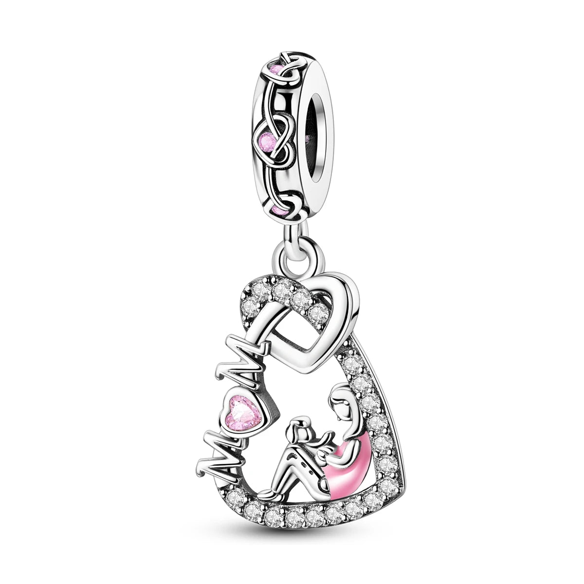 925 Sterling Silver Heart Charm Beads for Bracelets and Necklaces