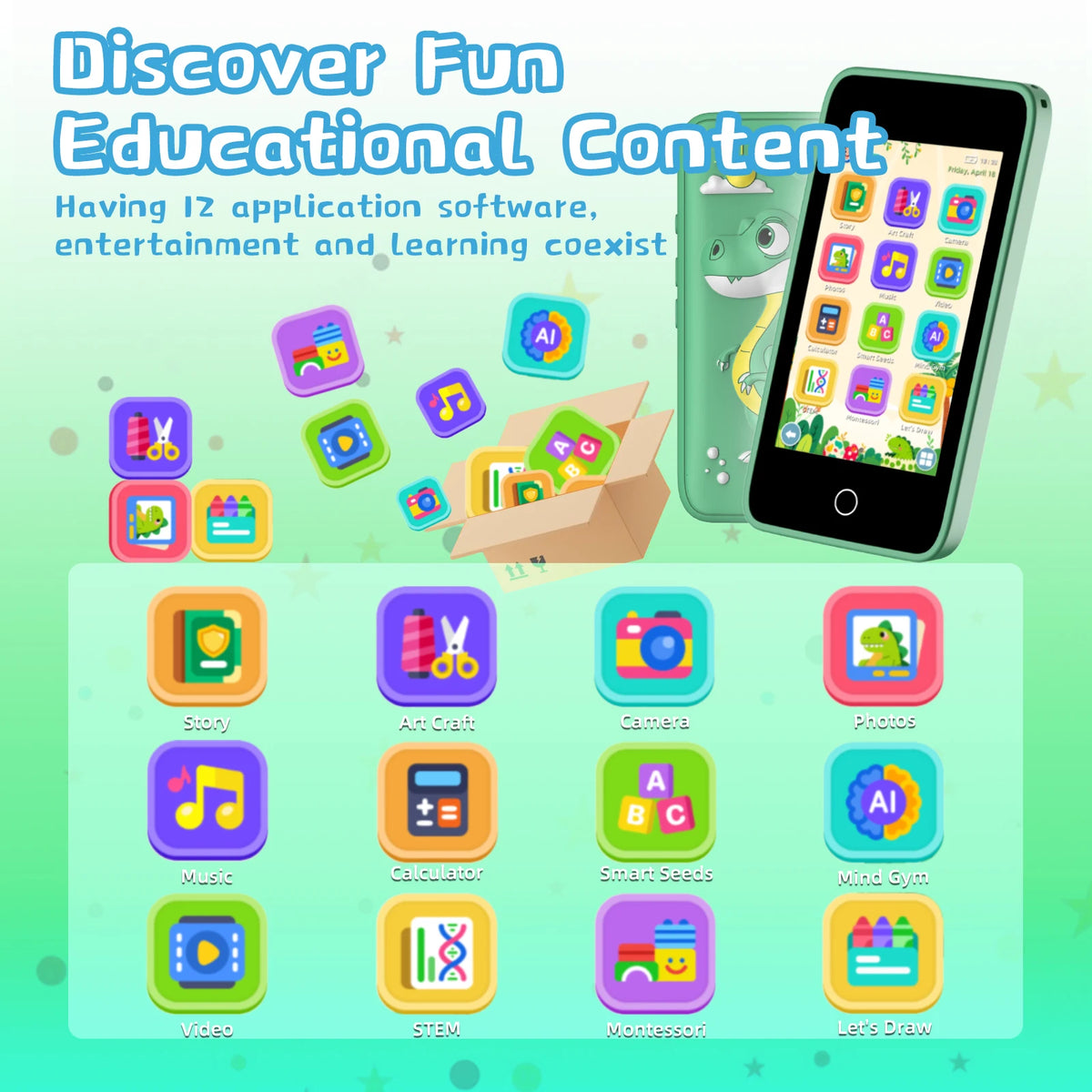 Kids' Learning Phone with 200+ Educational Games and Dual Cameras