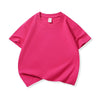 A bright pink classic cotton crew neck t-shirt for kids shown flat lay.