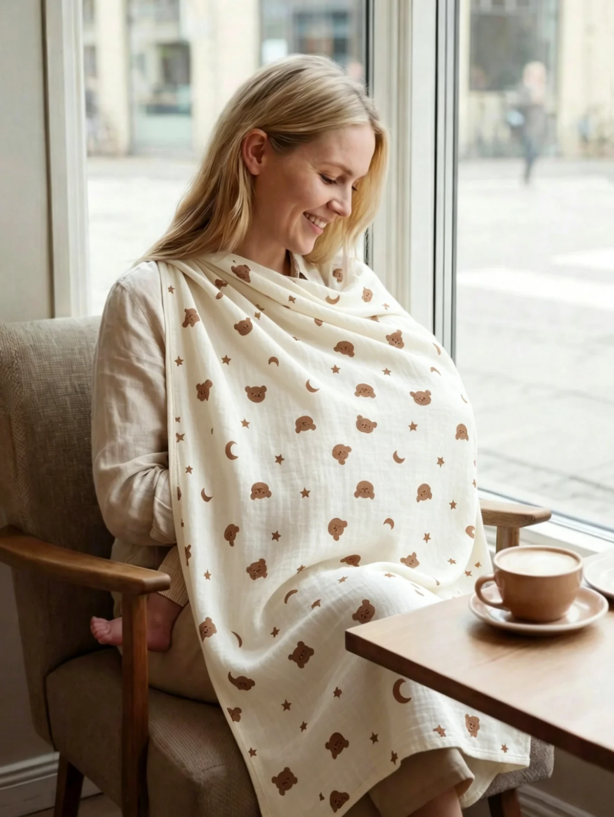 Breathable Baby Nursing Cover – Multi-Use Swaddle & Stroller Sunshade