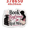 A sticker featuring the text Book Boyfriends Real Men with a heart and book graphics.