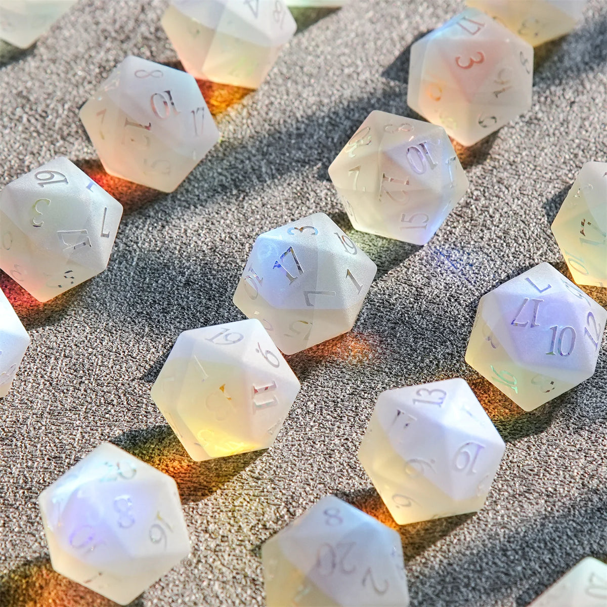 Premium 7-Piece Frosted Gemstone Polyhedral Dice Set for Tabletop RPGs