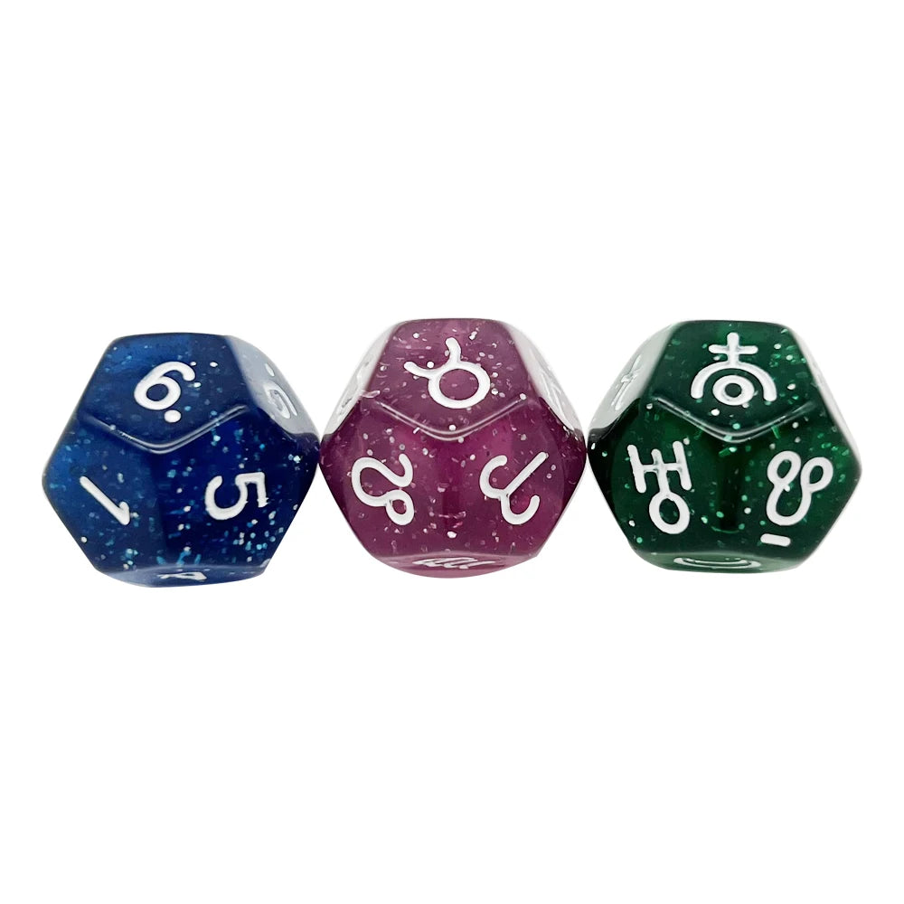 Astrology Divination Dice Set – 3 D12 Constellation Dice for Guidance and Insight