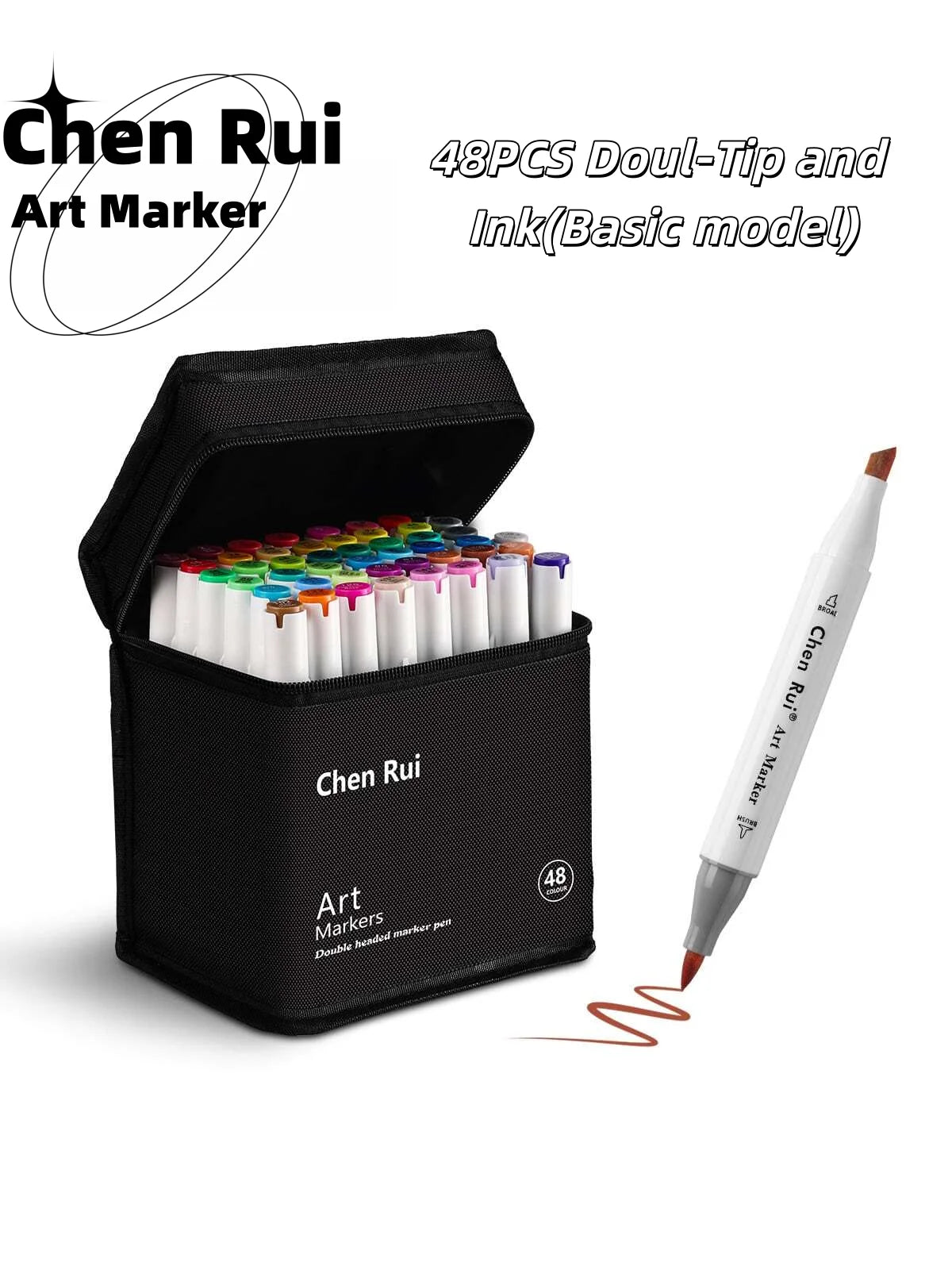 Dual-Tip Alcohol Marker Set with Brush & Chisel Tips