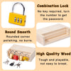A set of wooden combination locks and keys used as a Montessori toy for children.