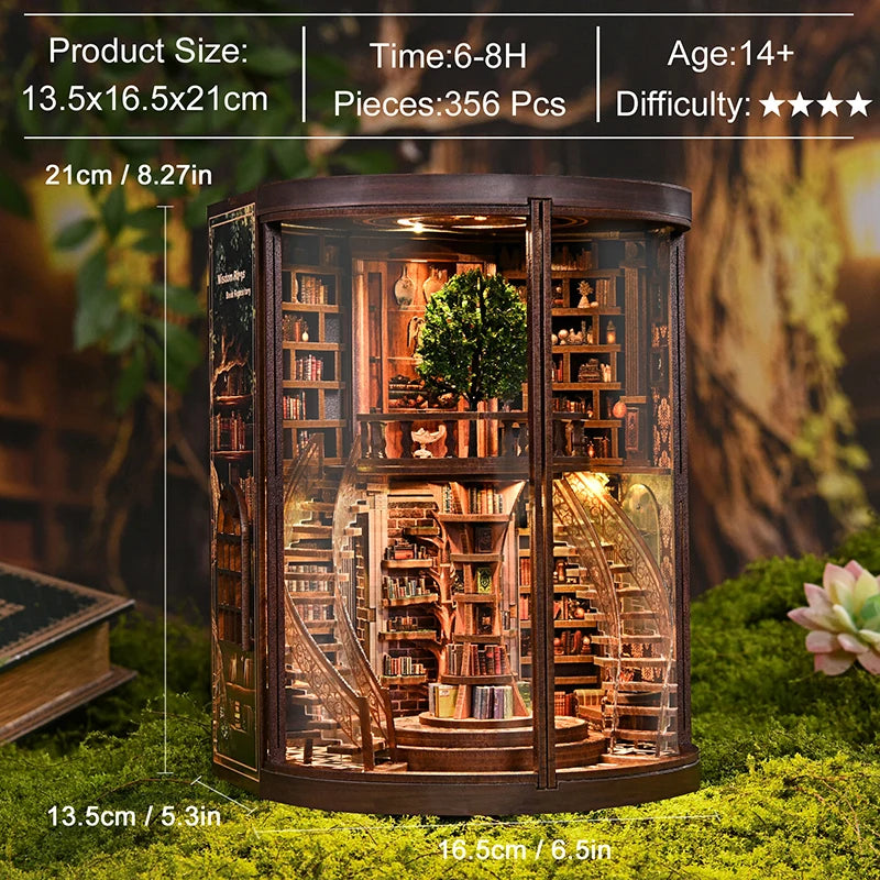 DIY Wooden Book Nook Kit — Miniature Dollhouse 3D Puzzle Bookend