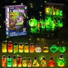 Kasten für DIY-Zauber-Potion-Set mit bunten Glasfläschchen und Zutaten für Kinder.
