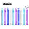 A set of colorful bubble wands with a 5-hole design shown in various shades of blue and purple.
