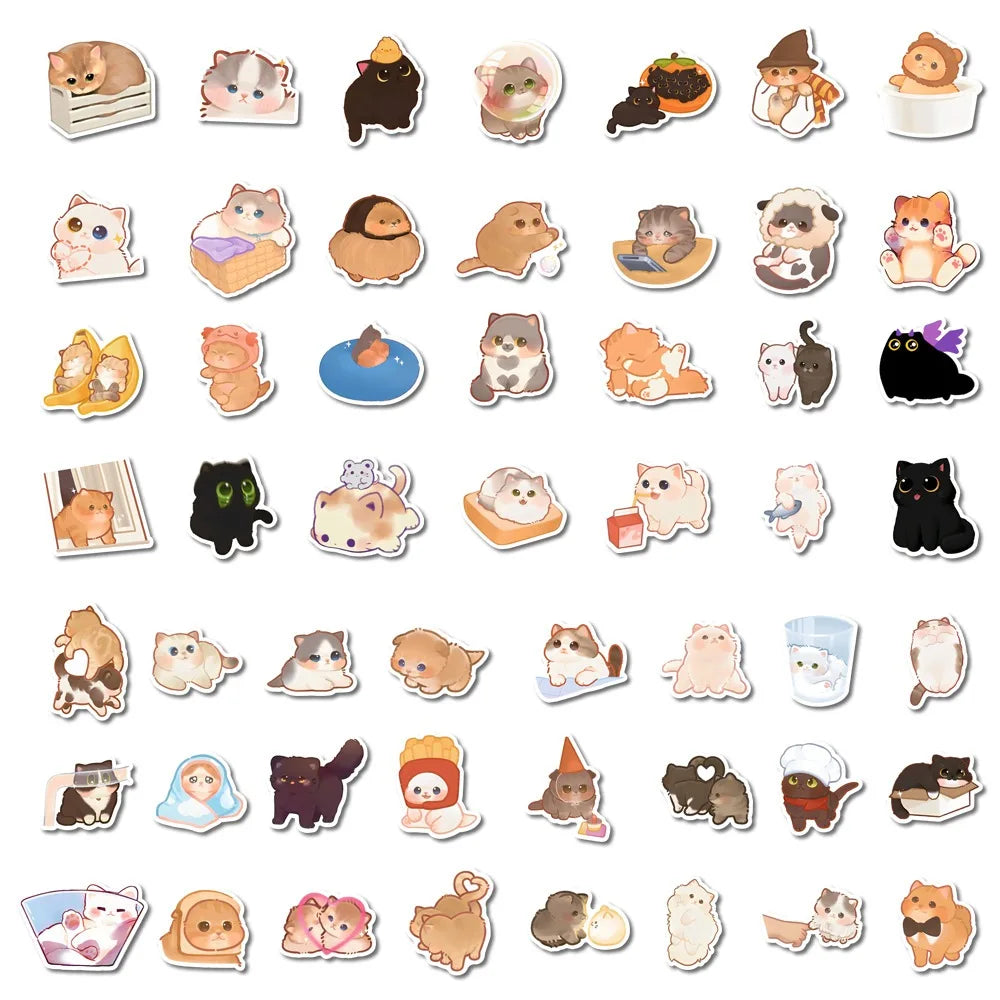 Collection d'autocollants de chats mignons, différents races et expressions pour bricolage et décoration.