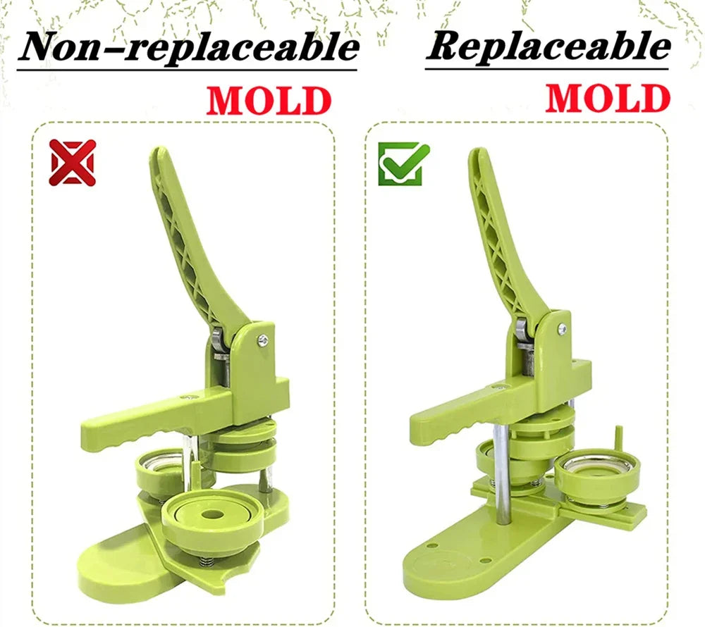 DIY Button Maker Machine Kit with Interchangeable Molds – 5 Sizes