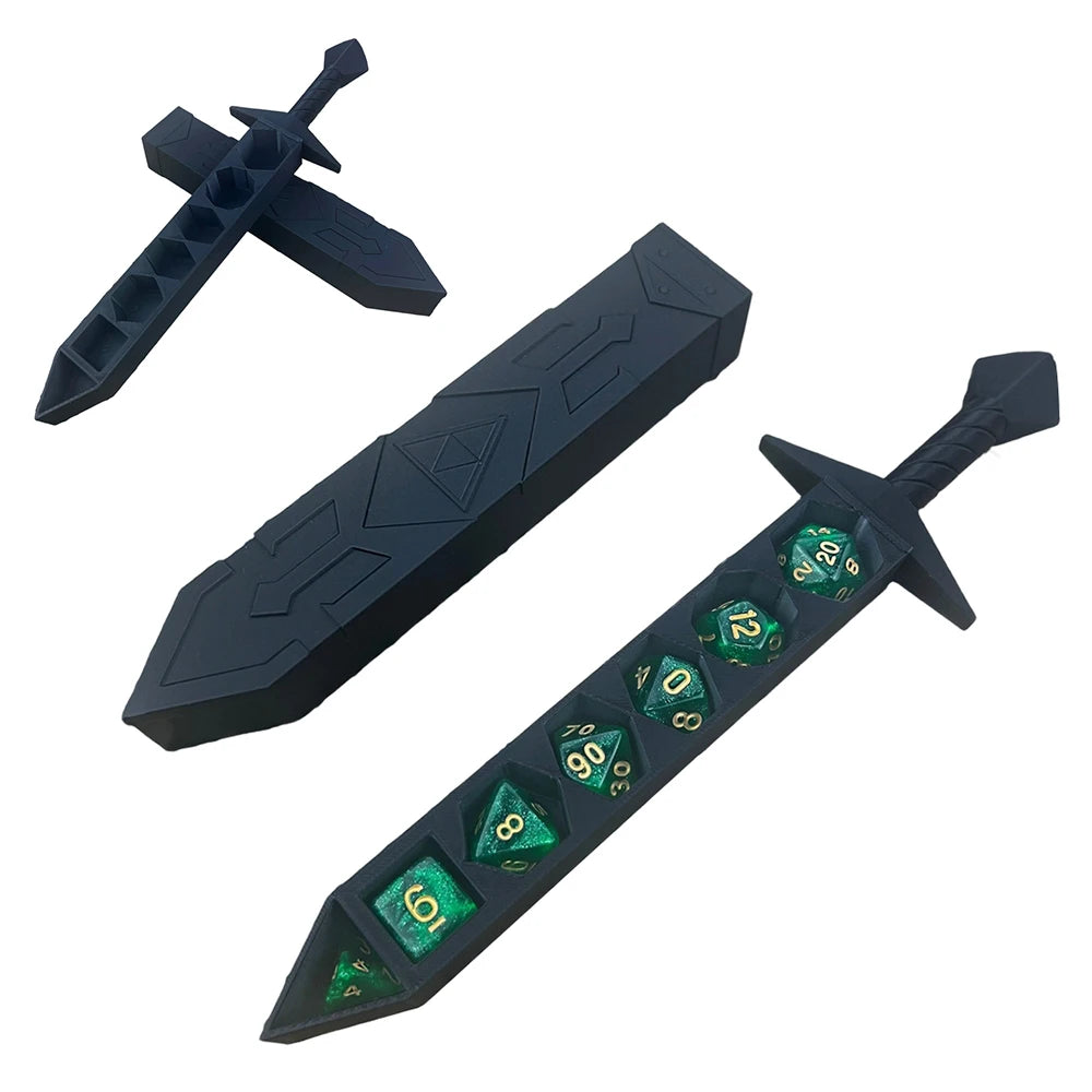 3D Printed Sword Dice Case with Sheath Tray for Tabletop RPG