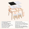 Wooden sensory activity table for kids with a double-sided top and foldable bins made of pine wood