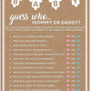 Baby Shower Guess Who Game Cards (Set of 10) for Mom or Dad