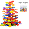 60 pieces of bagged rainbow balance tree stacking blocks for kids in various colors