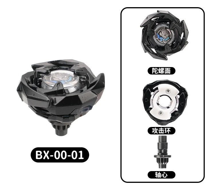 Black mini gyroscope launcher set with components including a rotor and a glass prism.