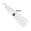 A white electric diamond painting pen with a clear tip and charging mechanism, shown in profile.