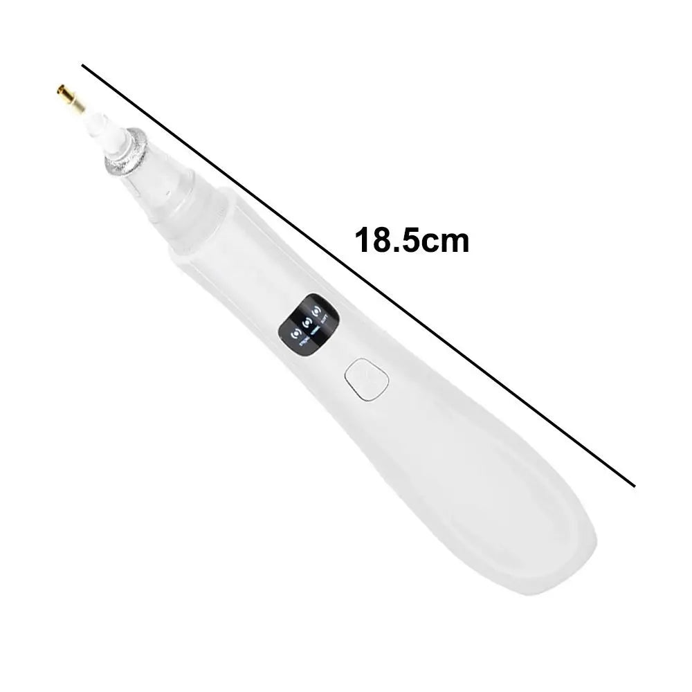 A white electric diamond painting pen with a clear tip and charging mechanism, shown in profile.