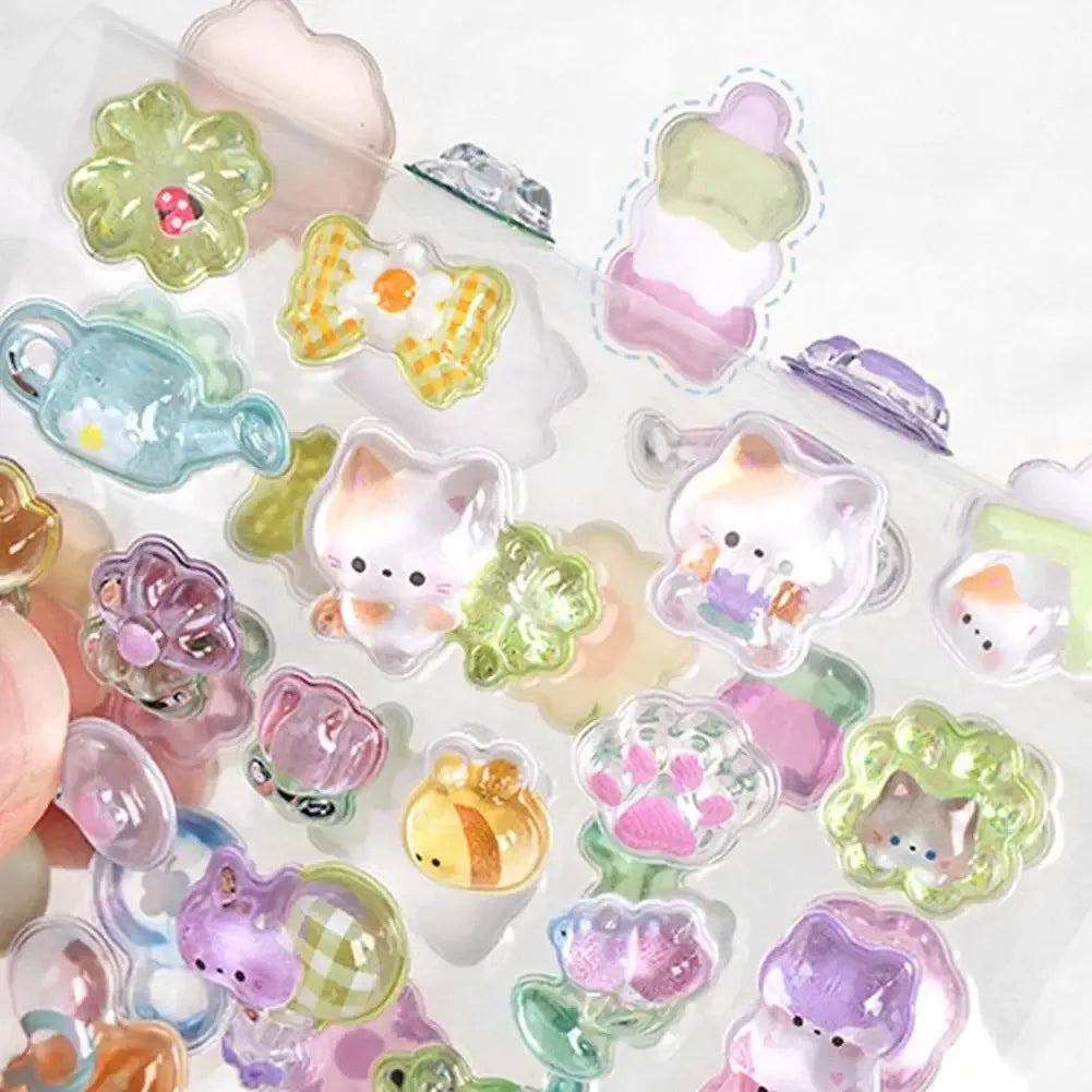 3D Jelly Sticker Pack – Cute Cartoon Animals & Ghosts for DIY Decor