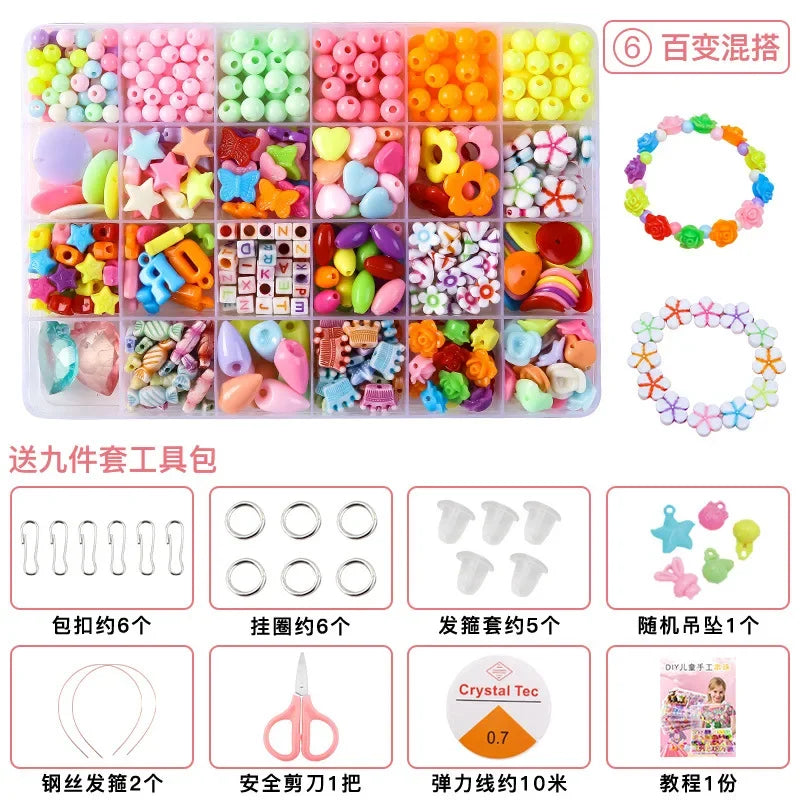 Polymer clay bead jewelry making kit for kids including various beads and tools
