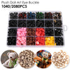 A variety of plastic safety eyes and noses in various colors are displayed, along with examples on stuffed animals.