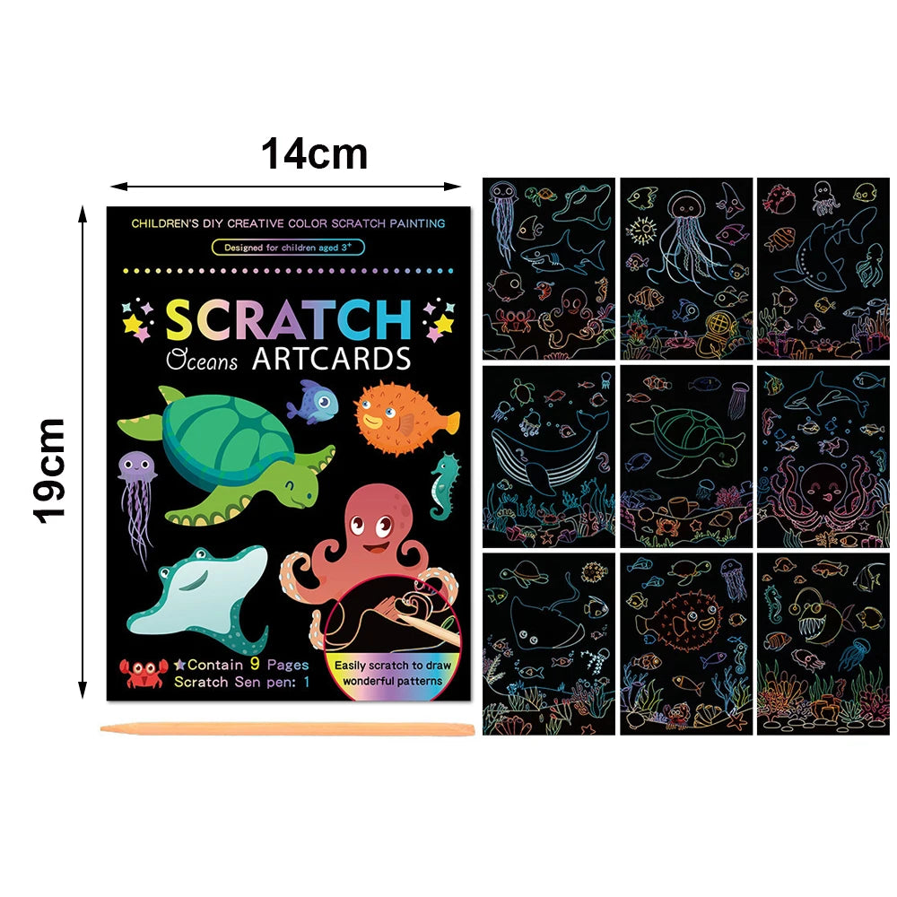 Rainbow Scratch Art Paper Set for Kids – DIY Graffiti & Drawing Activity Book
