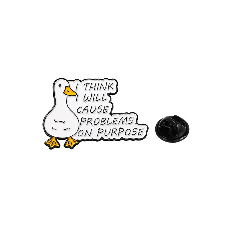 Cute Cartoon Goose Enamel Brooch Set (4-Pack)
