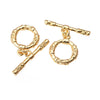 A pair of 18K gold round O-toggle clasps for bracelets and jewelry making.