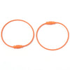 A set of orange stainless steel wire keychain rings with screw locks.