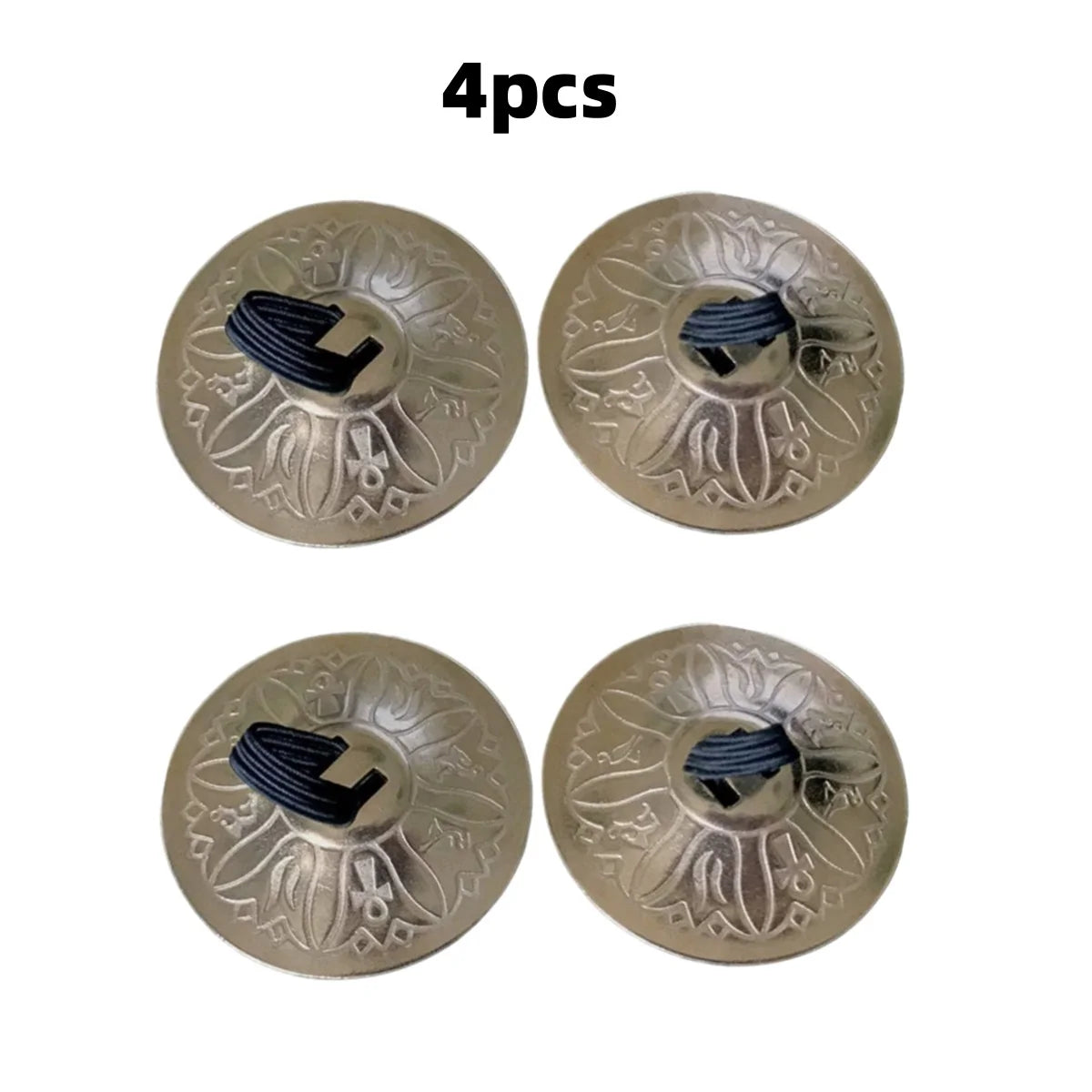 Four mini copper finger cymbals used for belly dance and percussion