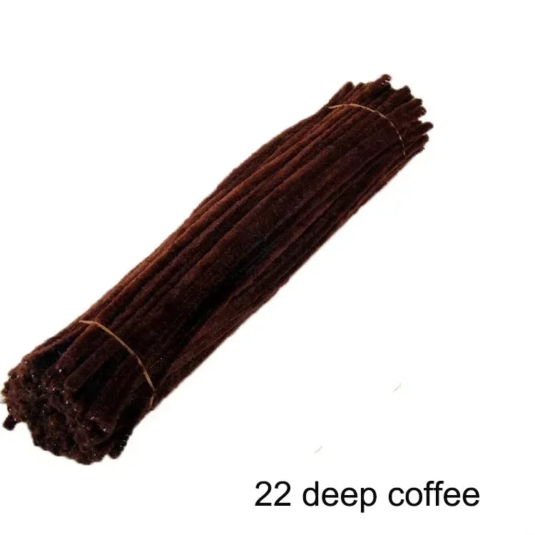 A dark brown chenille stem craft set featuring 22 deep coffee colored stems.