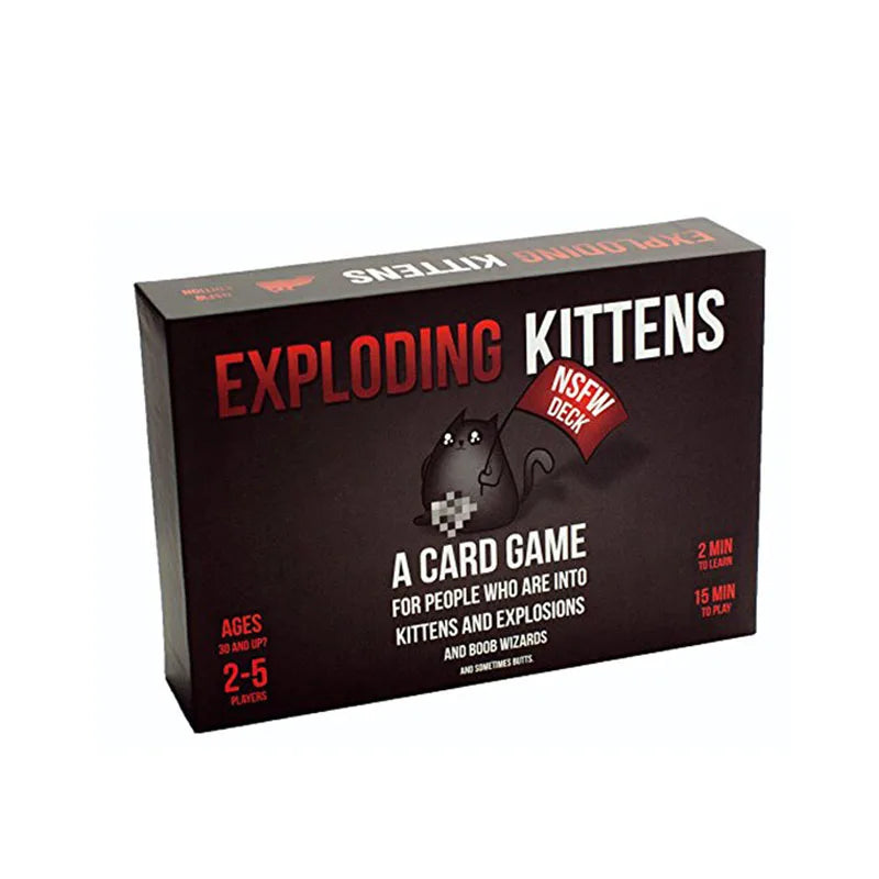 Box of the Explosing Kittens NSFW deck card game for people who are into kittens and explosions