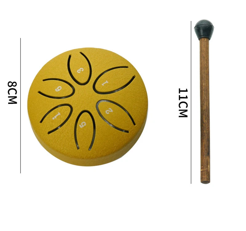 Mini Steel Tongue Drum with Mallet – 6 Notes, Portable Hand Pan for Meditation & Yoga