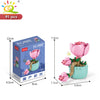 A set of 91 pieces of DIY flower succulent building blocks in pink and green colors for desktop plant decor.