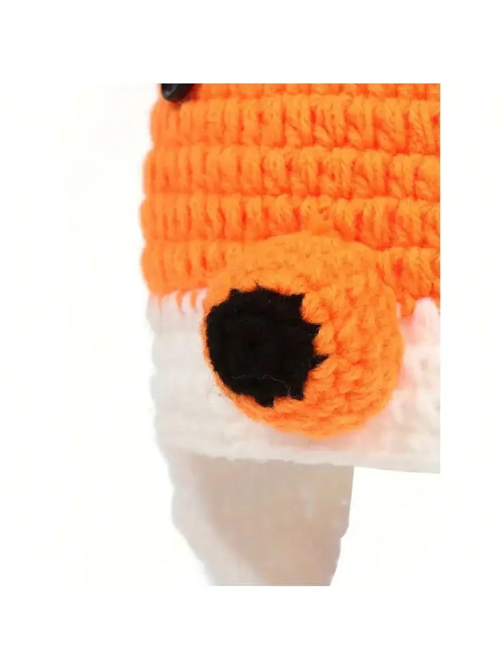 Handmade crochet newborn fox costume in orange and black for baby photography