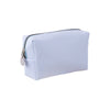 Light blue and white striped canvas pencil case with a zipper closure