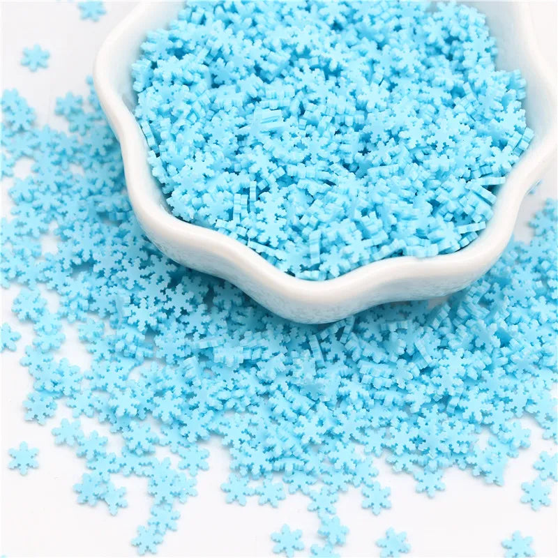 Festive Snowflake Polymer Clay Sprinkles for Crafts and Slime
