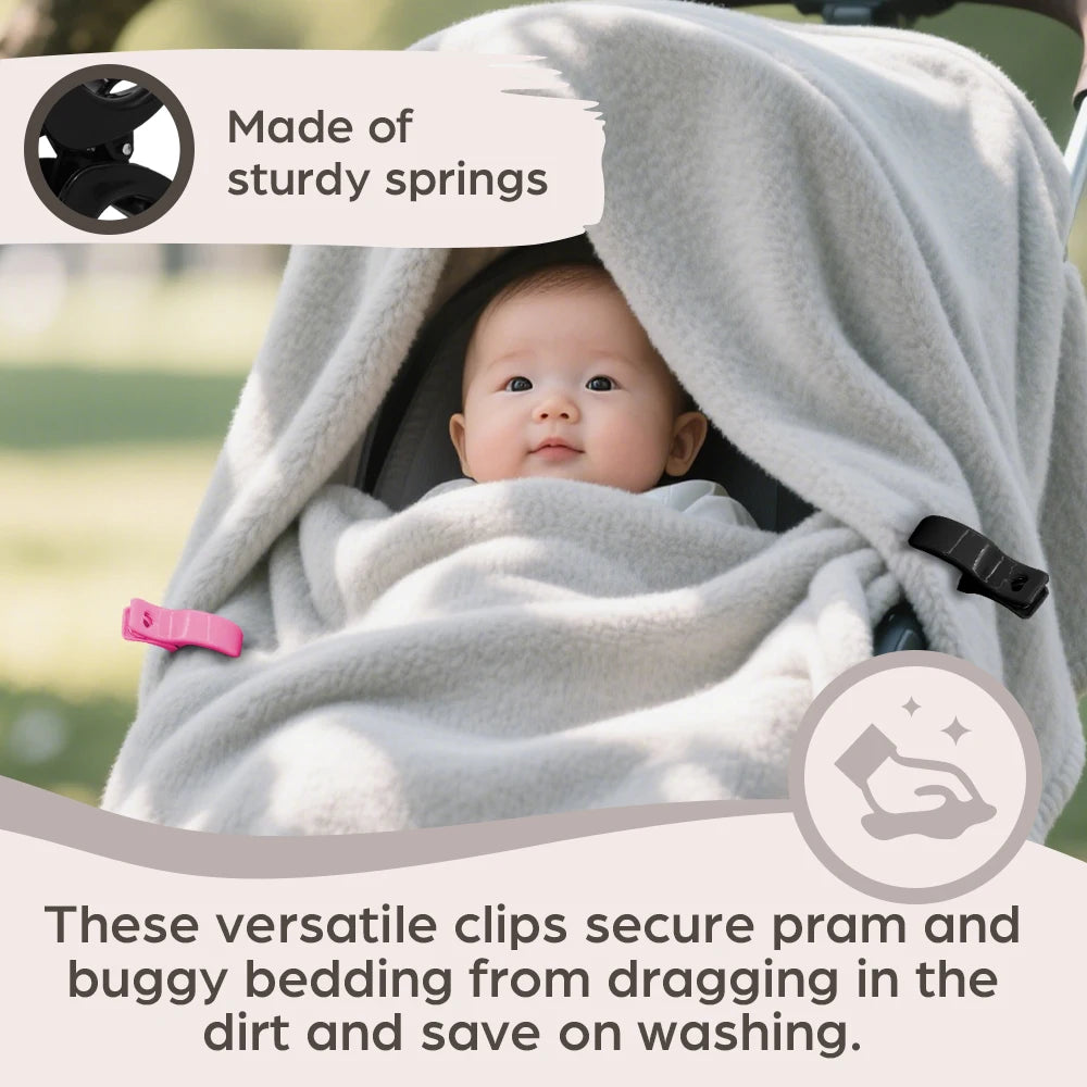Colorful Baby Stroller Blanket Clips (2-Pack) – Secure Any Blanket or Cover