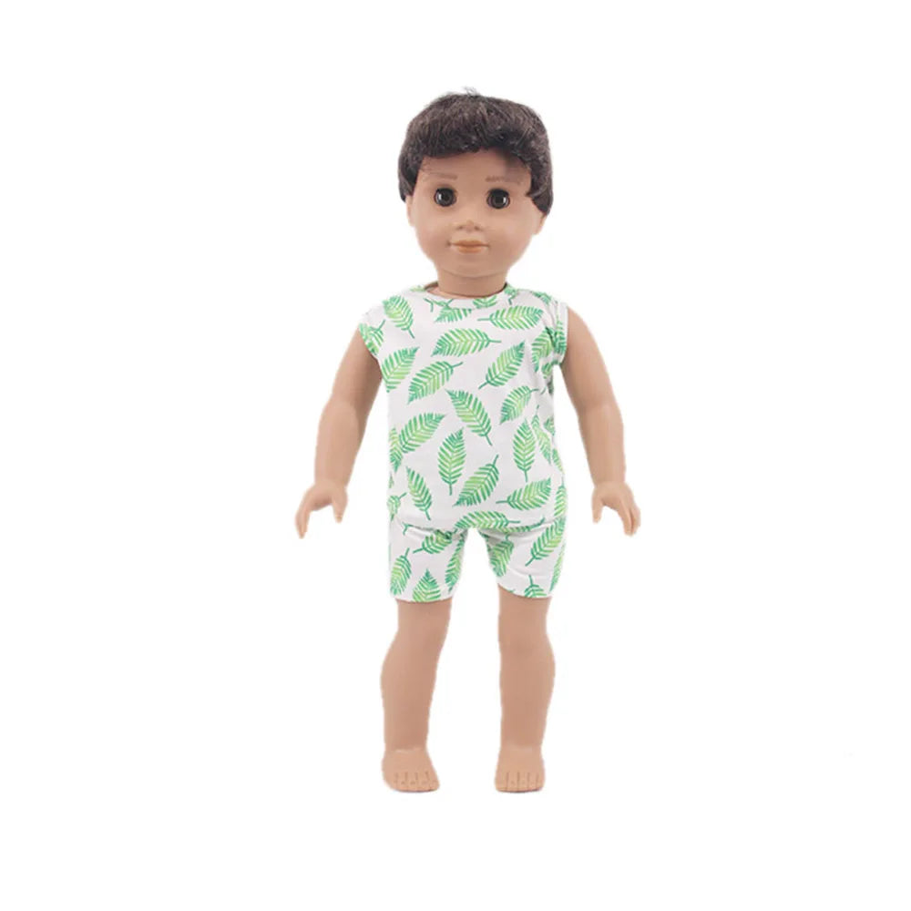 Bear Print Casual Outfit for 43 cm Baby Dolls