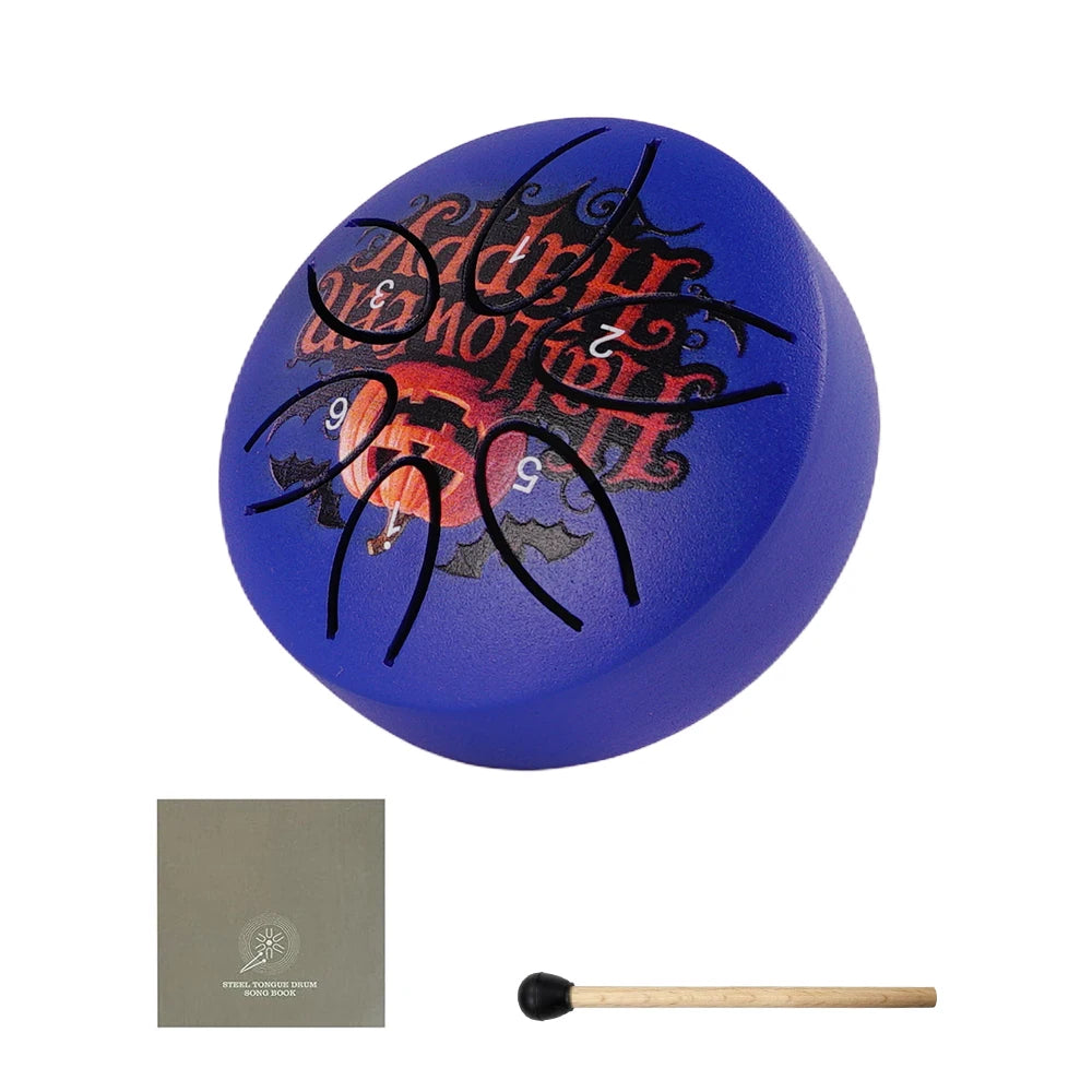 6-Note Steel Tongue Drum with Mallet and Unique Patterns