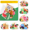 A collection of soft sensory cloth books for babies featuring various fruits and vegetables with crinkle pages.