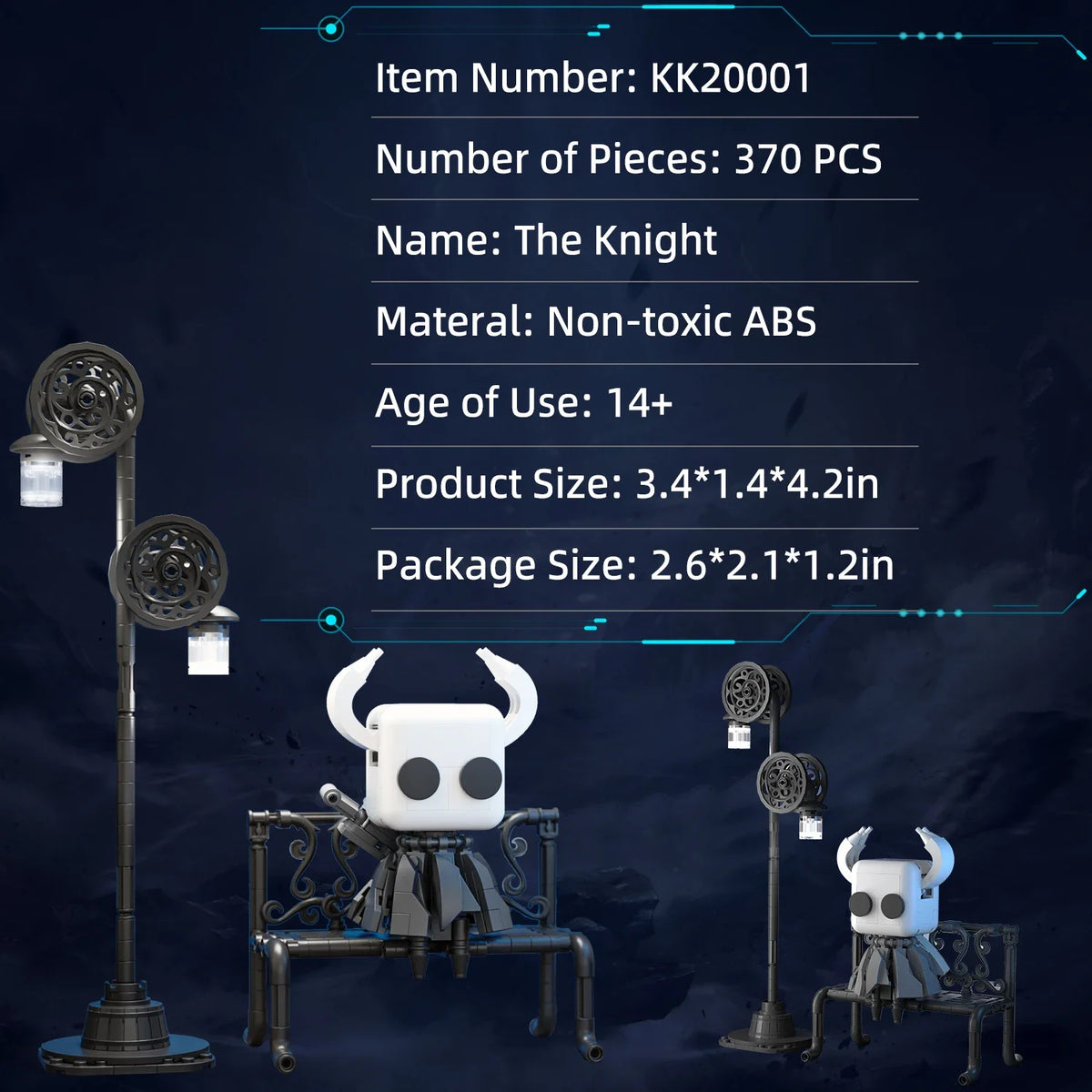Hollow Knight Building Blocks Set – Ghost Figure with Street Lighting
